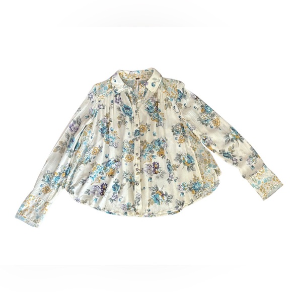 Free People Hold On To Me Floral Print Button Down Top | Ivory Combo | Size S - Picture 3 of 7